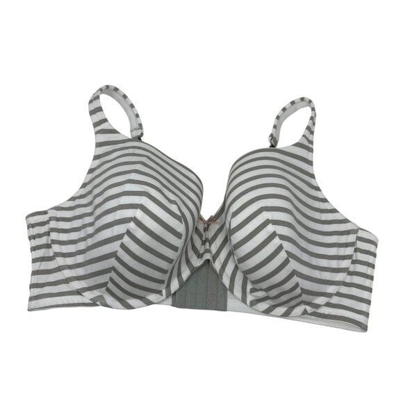 Cacique Striped Full CoverageLightly Lined T-Shirt Underwire Bra Size 42DDD - Picture 1 of 12